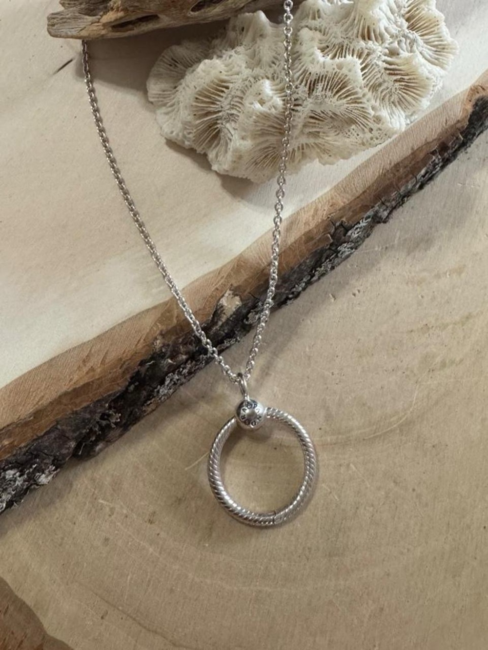 Pandora Moments Silver O Pendant & Necklace 925 Sterling Silver